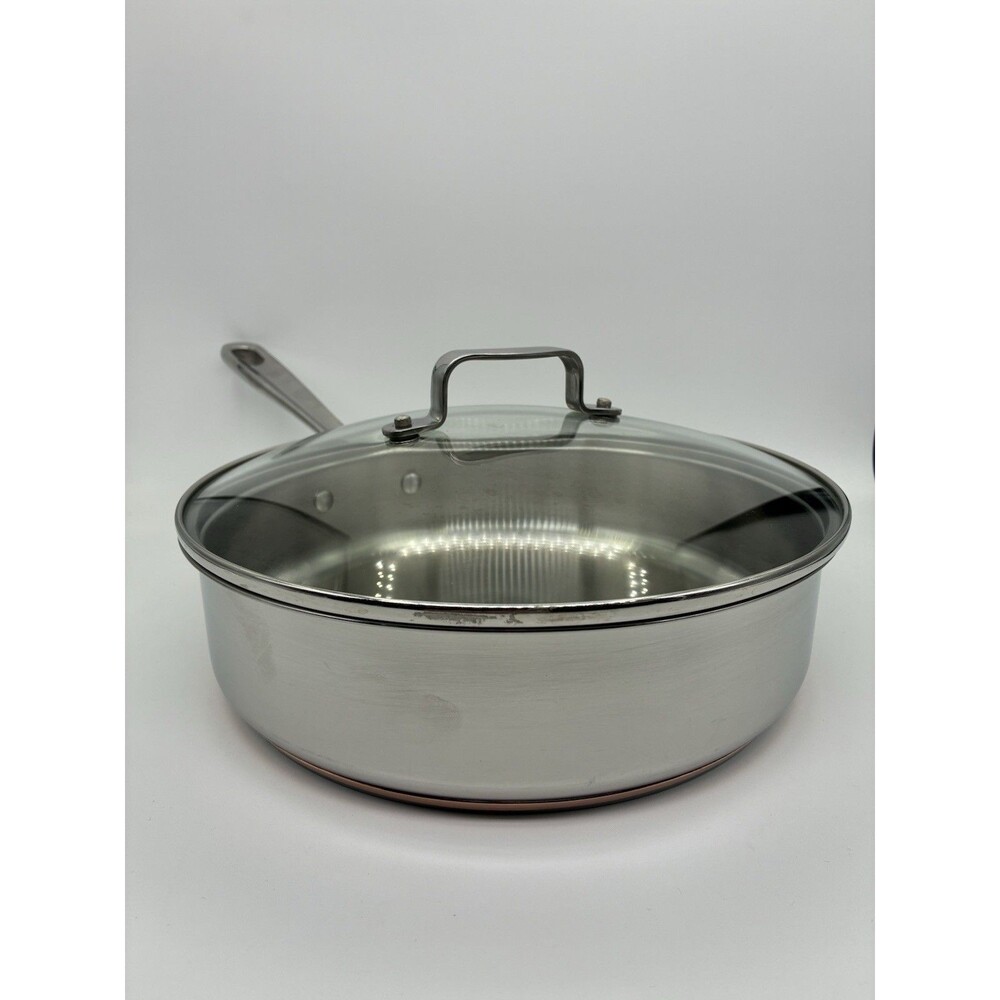 Emeril by ALL CLAD 3 Qt Sauce Pan 10" Saute Stainless Skillet W/ LID Copper Core